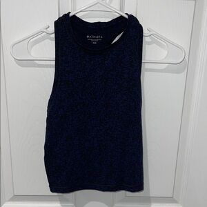 Athleta Women's Dark Blue Patterned Racerback Tank Top Cropped